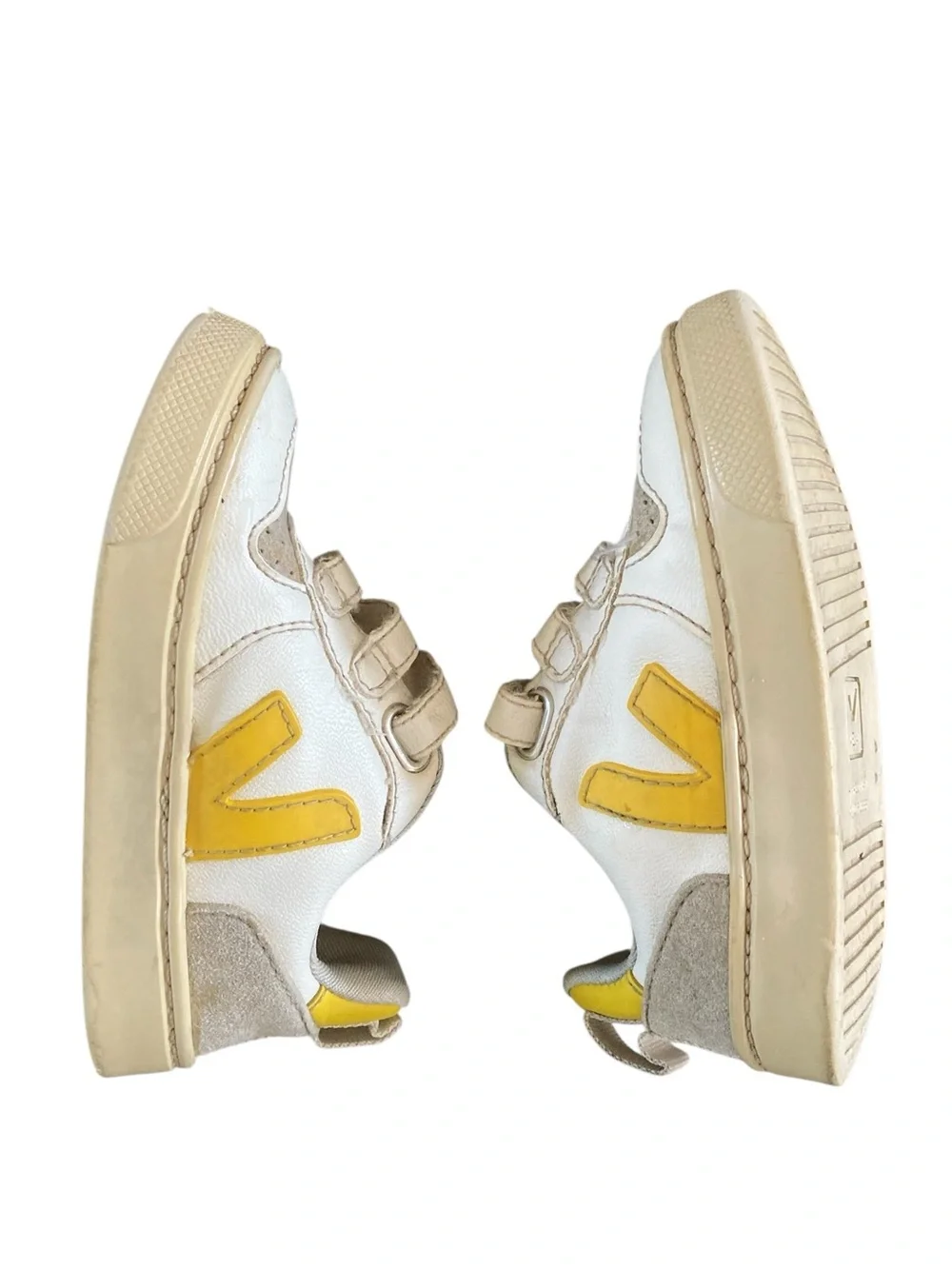 Veja Pre-School Small V-10  Sneakers Velcro White Yellow Size 8